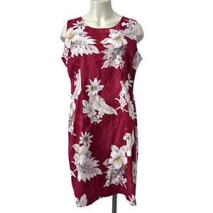 Pacific Legend Red White Floral Hawaiian Dress Cotton Size 2X
